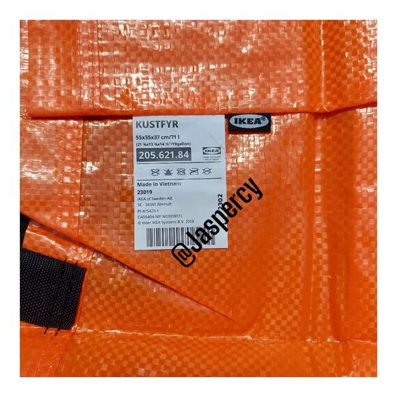 IKEA - KUSTFYR Set of Two Fall Autumn Neon Orange Bat Shopping Tote Bags - Picture 6 of 10